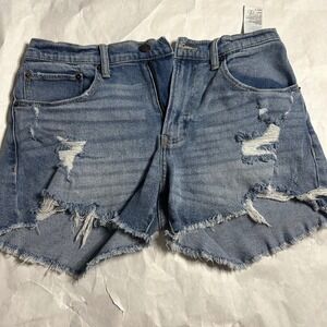 Abercrombie &‎ Fitch Mid Rise Boyfriend Denim Shorts Distressed Frayed Hem 27/4